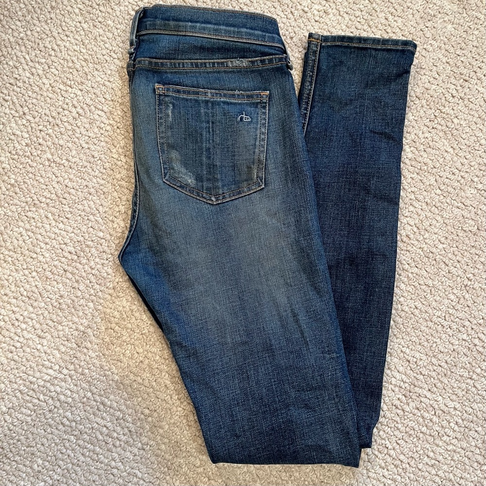 rag & bone skinny distressed jeans cotton polyurethane women's size 27